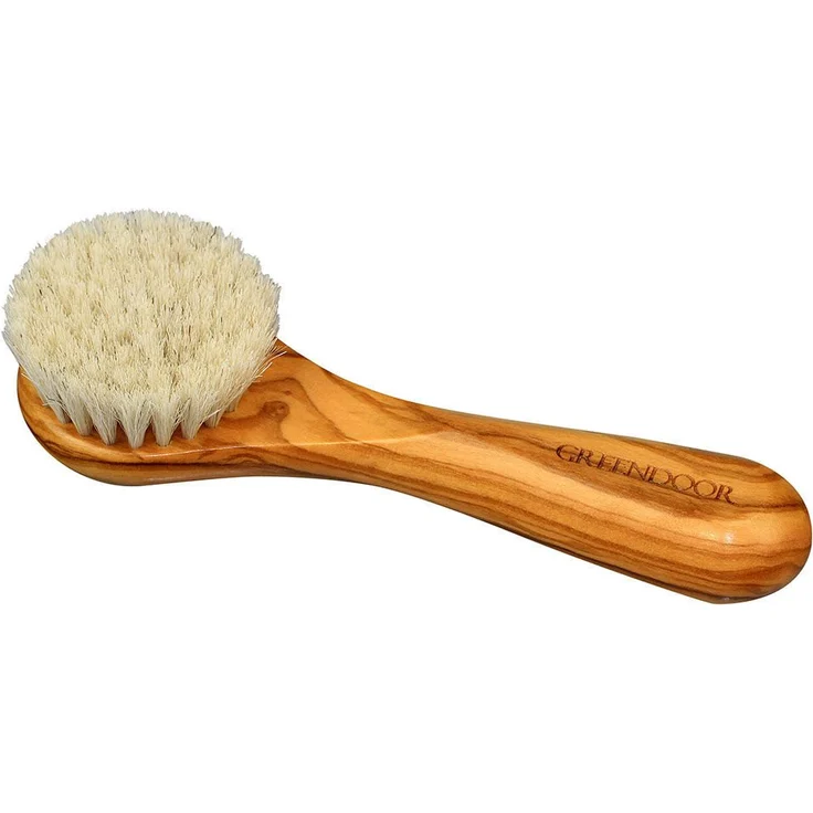 GREENDOOR Gesichtsreinigungsbürste Gesichtsmassagebürste Olivenholz mit weichem Mähnenhaar