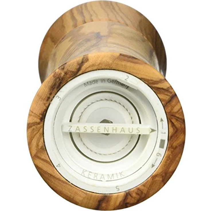 Zassenhaus Salzmühle Frankfurt 24 cm, Olivenholz mit stufenlos verstellbarem Hochleistungs-Keramikmahlwerk, befüllt – Bild 2