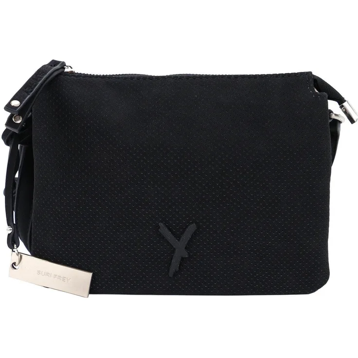 SURI FREY Umhängetasche SFY Romy, für Damen in Uni-Design mit Lasercut-Optik, samtig und vegan, schwarz