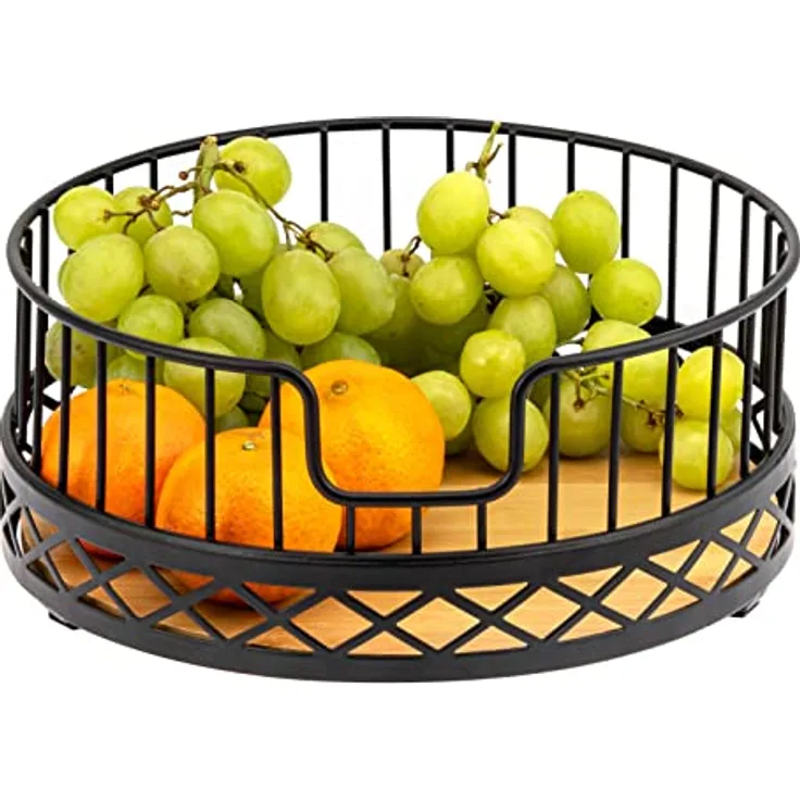 bremermann Obstkorb, Obstschale rund, Ø ca. 23,5 cm, Schwarz Matt, Bambusboden