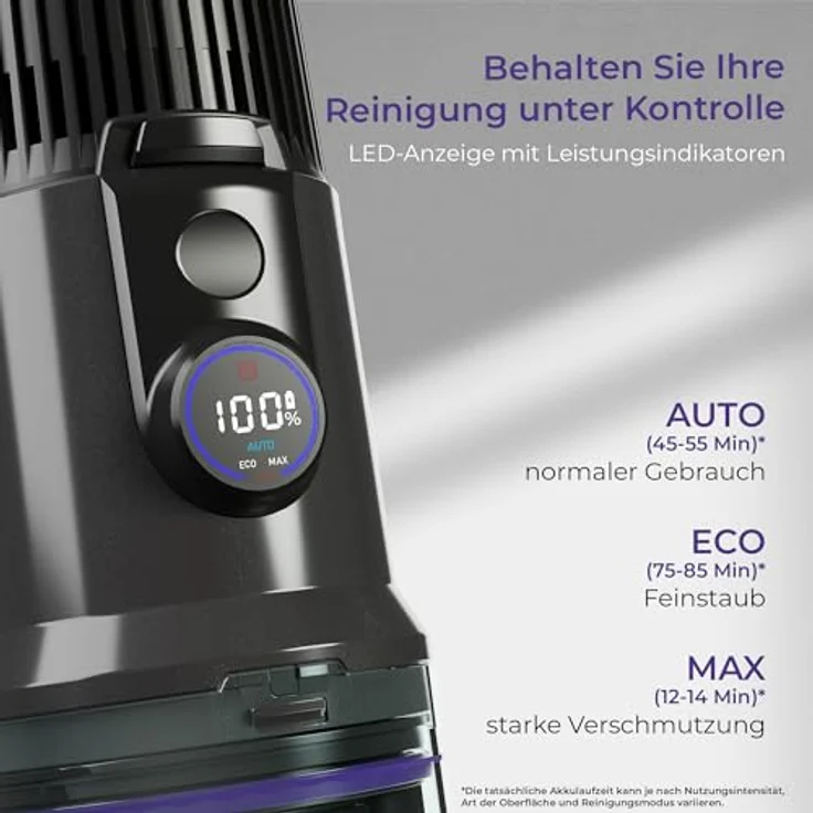Noaton Akku Staubsauger AVC600 Deluxe, 46000 Pa/600 W, 85min, 220 AW, Automodus, Kabellos, HEPA filter, Wandmontierte Ladestation, für Hartböden, Teppich und Tierhaare (Deluxe Edition) – Bild 4
