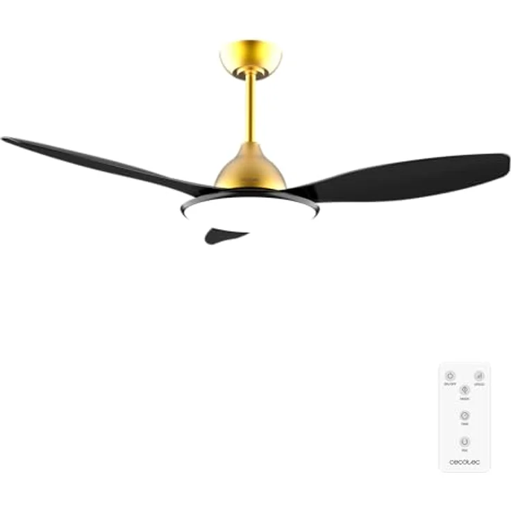 Cecotec EnergySilence Light 4800, Deckenventilator mit Licht, 48 Zoll, 36W DC-Motor, 6 Geschwindigkeiten, Fernbedienung, Timer, Goldblack – Bild 1