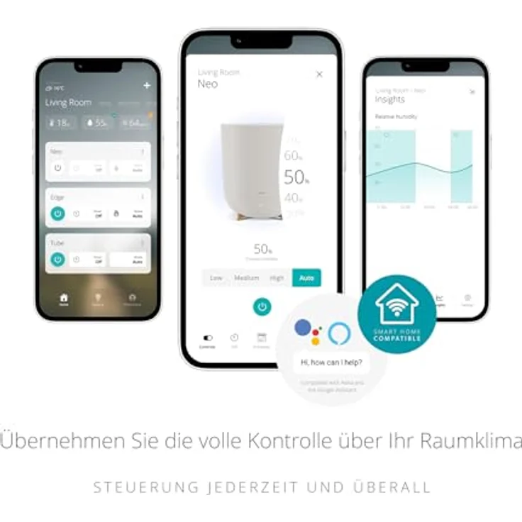 Duux Neo Ultrashall Luftbefeuchter Leise 5L - Smart Air Humidifier - Raumbefeuchter für Schlafzimmer, Kinderzimmer und Pflanzen - Greige – Bild 4