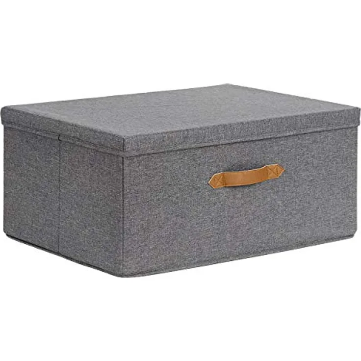 LOVE IT STORE IT Premium Aufbewahrungsbox mit Deckel - Aus hochwertigem Stoff - Extra groß und stabil - Grau - 54x40x25 cm