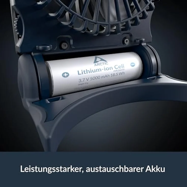 ARCTIC Summair 2Go, Wiederaufladbarer Handventilator mit Standfuß, stufenlos regelbar, 4-77h Laufzeit, USB-C Anschluss - Blau – Bild 4