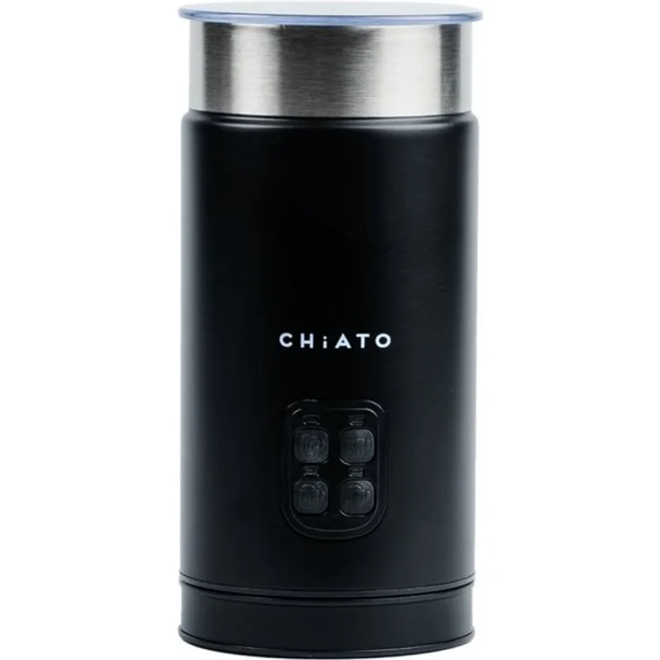 Chiato CHiATO milkPLAY, Elektrischer Milchaufschäumer mit 3 Schaumarten und Warm-/Kaltfunktion, Schwarz