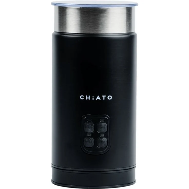 Chiato CHiATO milkPLAY, Elektrischer Milchaufschäumer mit 3 Schaumarten und Warm-/Kaltfunktion, Schwarz