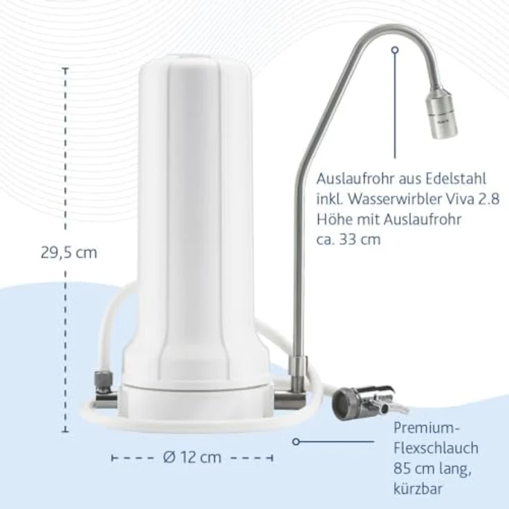 Alvito Auftischfilter PRO Vital, Wasserfilter mit Primus EM Filter und Viva Wirbler, inkl. Lebensblume Button, mobil und einfach installierbar – Bild 7