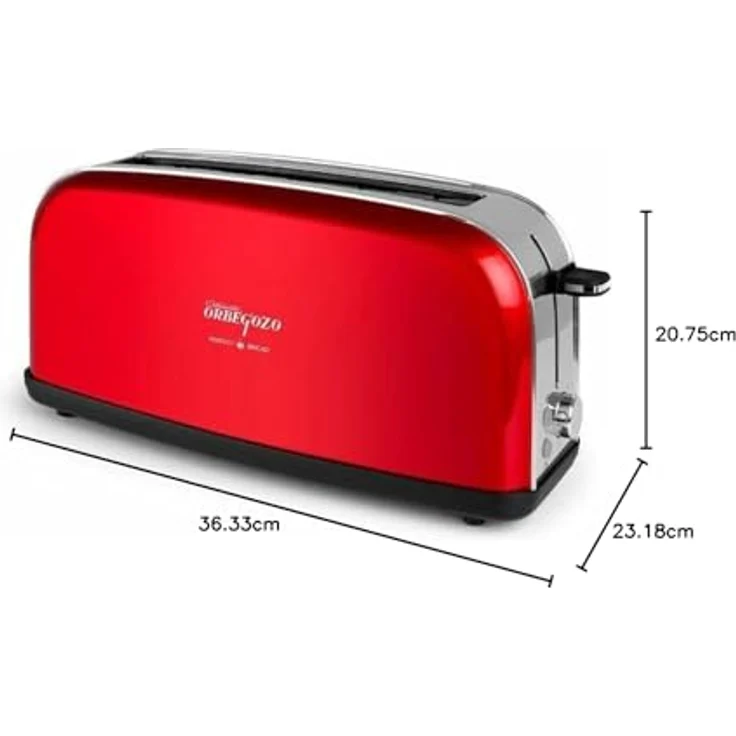 Orbegozo TOV 6200, Toaster mit 850 W, Edelstahlgehäuse, rot, mit Aufwärmfunktion und herausnehmbarer Krümelschublade – Bild 7