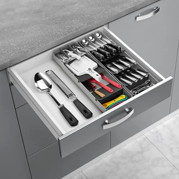 Best Besteckeinsatz, verstellbarer Besteck Organizer, grau – Bild 3