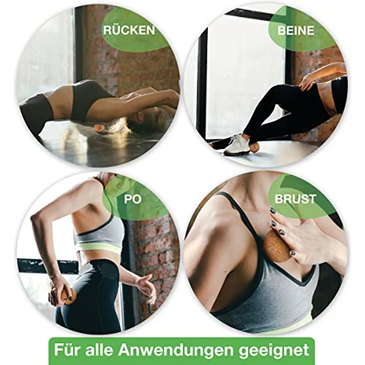 BACKLAxx® Massageball Faszienball, 2-tlg. aus Kork, antibakteriell & langlebig – Bild 4