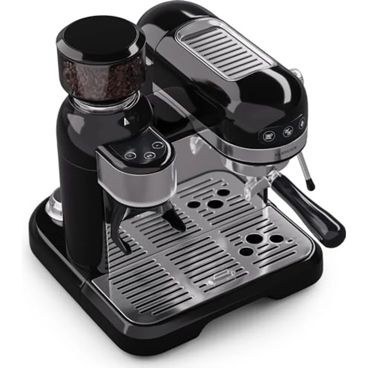 Klarstein Bella Café, Retro Mini-Espressomaschine mit Siebträger und Milchaufschäumer, 1550W, 1,4L Wassertank, 0,5L Milchtank, Thermoblock, ideal für Cappuccino – Bild 1