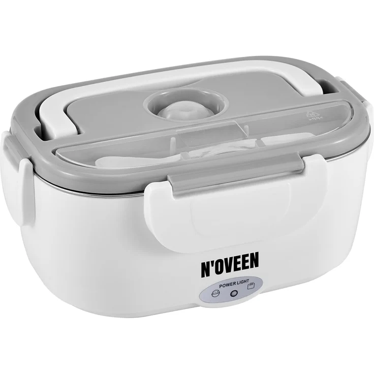 Noveen LB2410, Elektrische Lunchbox in Grau mit PTC-Heizelement für 60 °C Erhitzung, Netz- und Lkw-Betrieb
