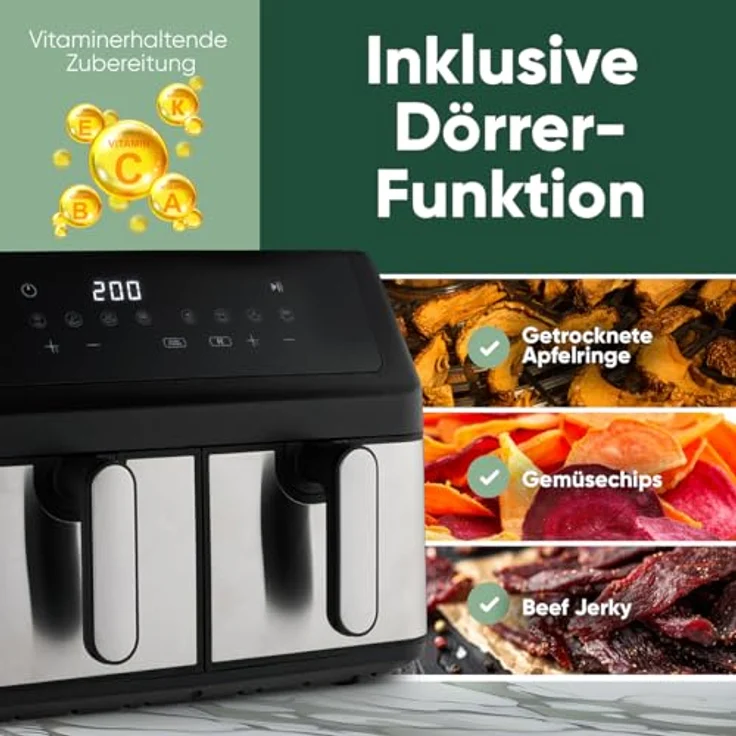 ProfiCook® Heißluftfritteuse PC FR 1296 H, 9 Liter mit Doppelkammer-Technologie, fettfreies Frittieren und Antihaft-Behälter – Bild 5