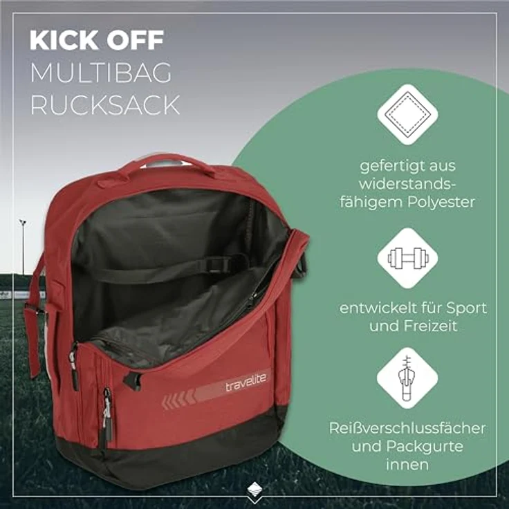 travelite Kick Off Multibag Rucksack 50 cm, rot – Bild 3