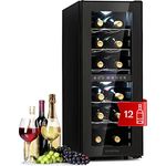 Klarstein Weinkühlschrank Freistehend, 2 Zonen mit Glastür, UV-Schutz, 5-18°C, 12 Flaschen