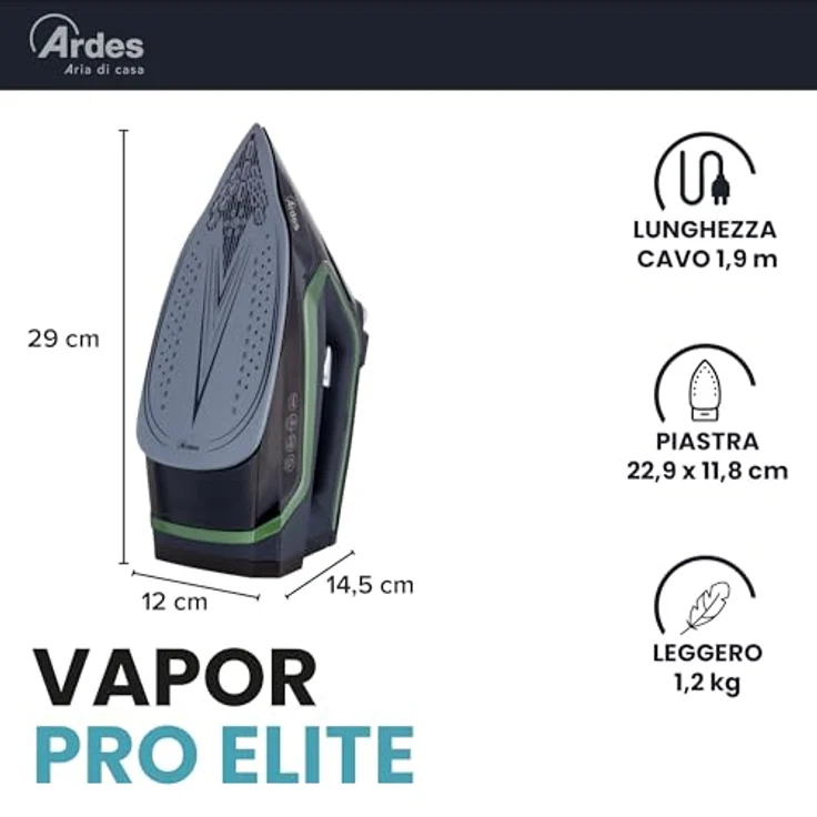Poly Pool Vapor Pro ELITE Dampfbügeleisen, 2200 W mit keramischer Sohle, Schwarz-Grün, vertikales Dampfbügeln, automatisches Reinigungssystem – Bild 2