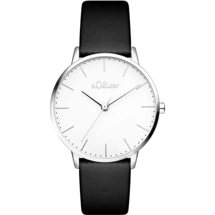 s.Oliver Damenuhr 34 mm, Flache analoge Armbanduhr mit Quarzwerk, schwarz, 3 ATM wasserdicht, kratzfest, Geschenkidee – Bild 1