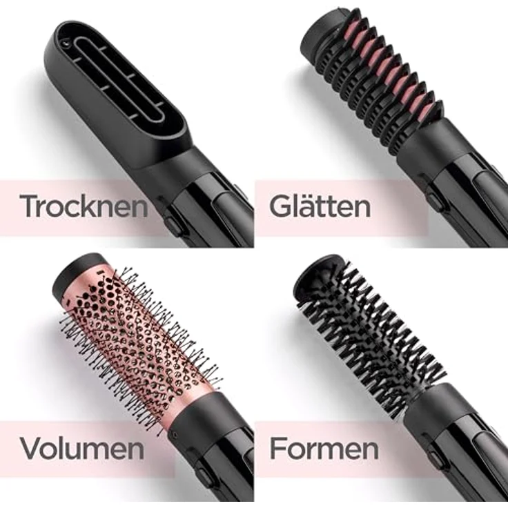 BaByliss AS126E Warmluftbürste, 1000 Watt, Ionen-Technologie, Keramikbeschichtung, inkl. 4 Aufsätzen, schwarz – Bild 3