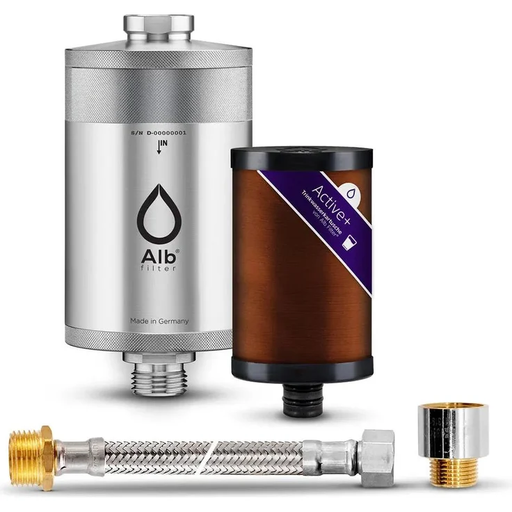 Alb Filter Trinkwasserfilter Active Plus, Wasserfilter mit Wasserenthärtung und Bakterienentfernung bis 0.7 µm, Edelstahl Gehäuse