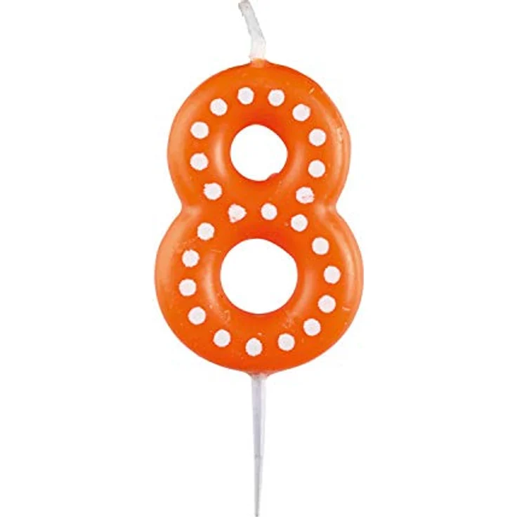 Amscan 9900918 - Zahlenkerze 8 Geburtstagsparty, Höhe 6,5 cm, Kuchendekoration