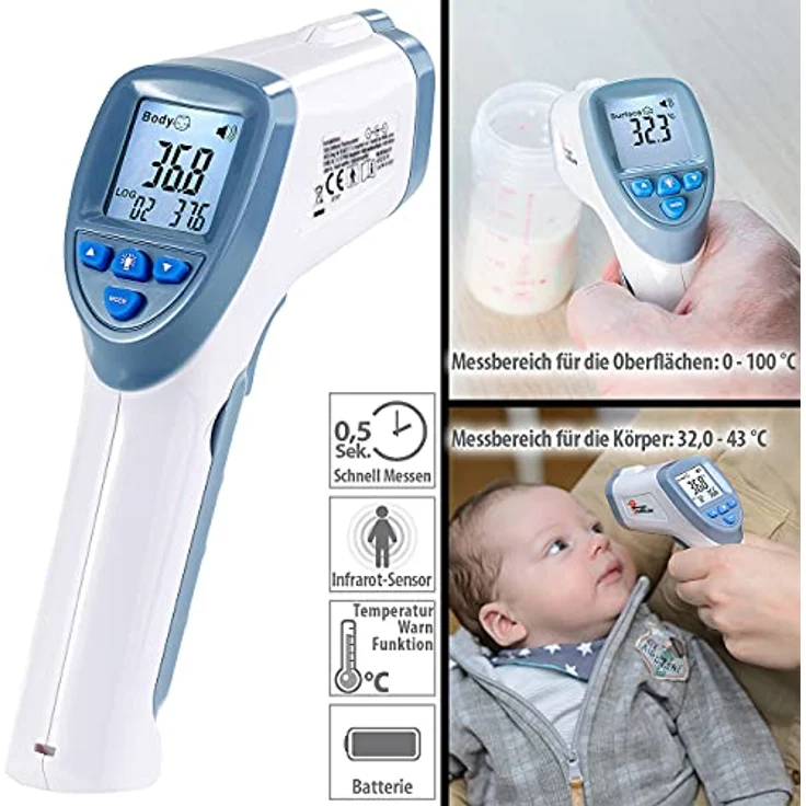 newgen medicals Stirnthermometer  IRT-60 (ZX1999): Medizinisches 2in1-Infrarot-Stirn- & Oberflächen-Thermometer (Fiebermessgerät) – Bild 3