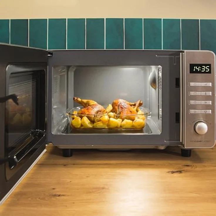 Cecotec Mikrowelle mit Grill Proclean 5010 Flatbed Edelstahl Mikrowelle 20 l, 700 W, 5 Stufen, 800 W Halogengrill, 8 automatische Programme, LED-Display und 3DWave-Technologie - Edelstahl – Bild 4