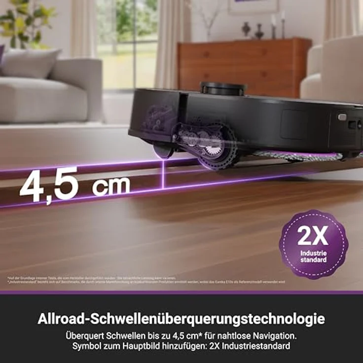 EUREKA J15 Max Ultra Roboterstaubsauger, 22000 Pa Saugleistung, Selbstreinigung mit heißem Wasser, Akku 6400 mAh, Allroad-Technologie, IntelliView AI 2.0 – Bild 8