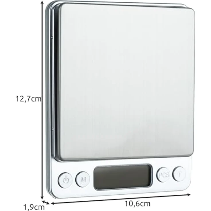 Ruhhy Küchenwaage Präzisionswaage 500 g / 0,01 g, Digitalwaage mit blau hinterleuchtetem LCD, 4-tlg. Set – Bild 9