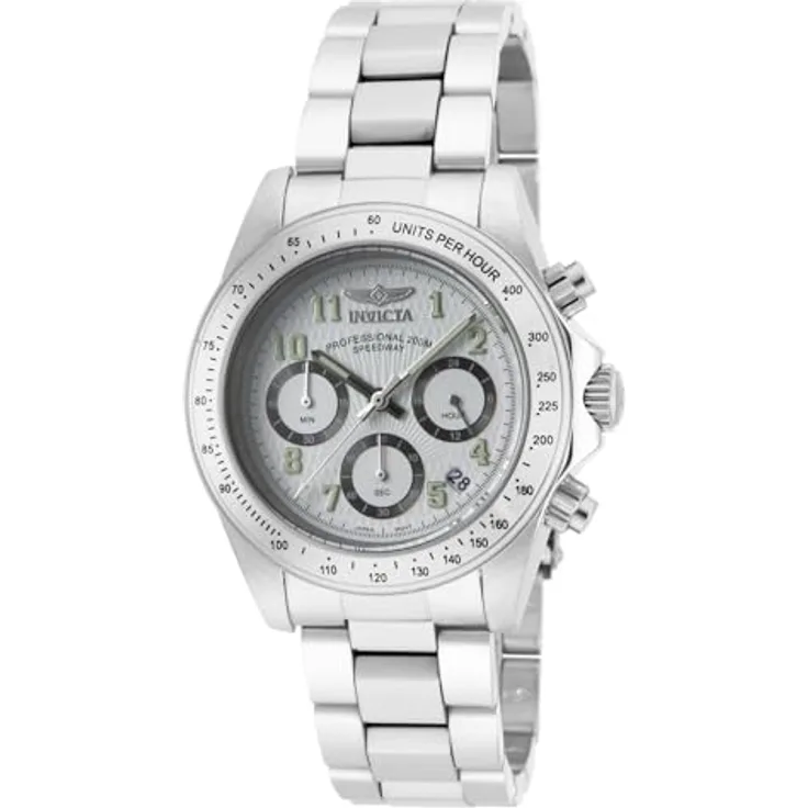 Invicta Speedway Edelstahl Herren Quarzuhrwerk, 39mm mit weißem Zifferblatt, 20 bar wasserdicht, 2 Jahre Garantie