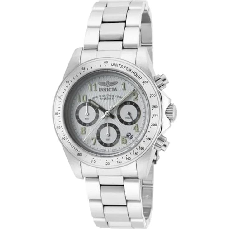 Invicta Speedway Edelstahl Herren Quarzuhrwerk, 39mm mit weißem Zifferblatt, 20 bar wasserdicht, 2 Jahre Garantie