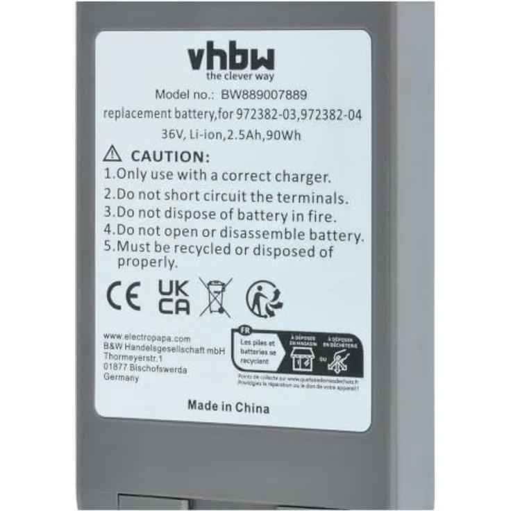 vhbw Akku für Dyson Gen5 Outsize und Detect, Hochleistungs-Ersatzakku mit 2500 mAh und 36 Volt – Bild 5