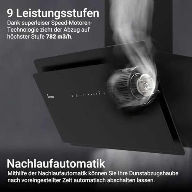 KKT KOLBE SOLO6005SM Dunstabzugshaube 60 cm, 782 cbm/h, Umluft/Abluft, Kopffrei, Glas Schwarz, Smart WiFi App, Nachlaufautomatik, SensorTouch, RGBW LED-Beleuchtung – Bild 6