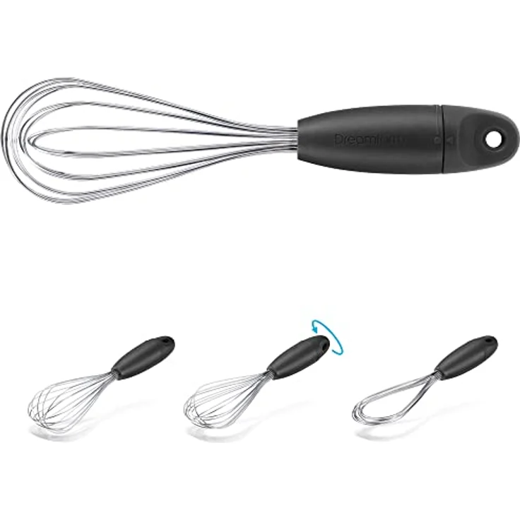 Dreamfarm Mini Flisk, 3-in-1 Schneebesen, faltbar, Schwarz - 23 cm, Edelstahl, BPA-frei, spülmaschinenfest – Bild 3