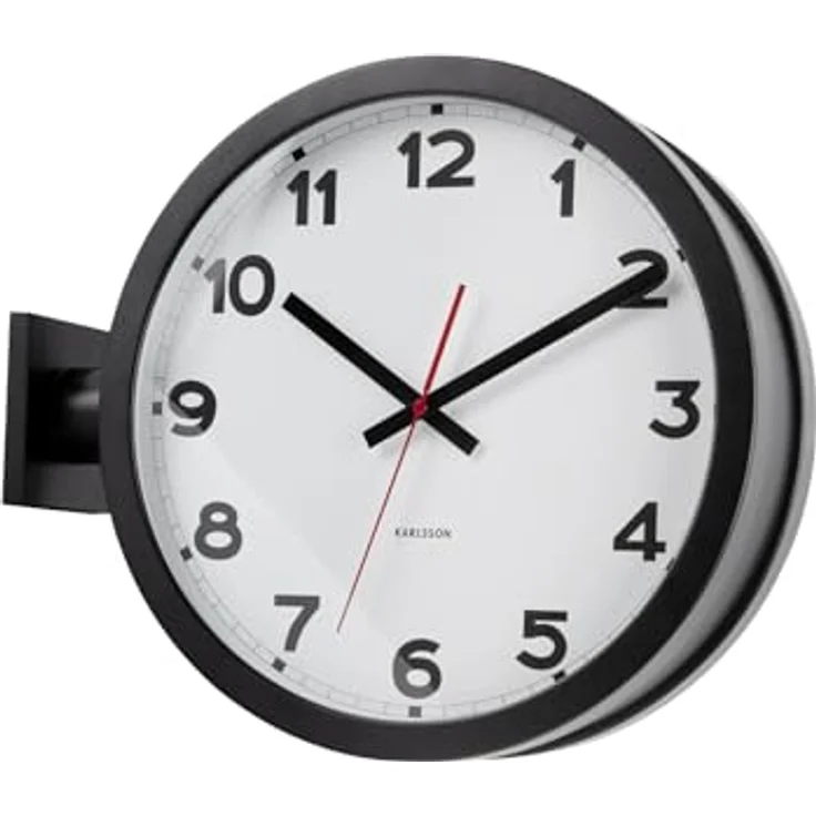 Karlsson Wanduhr New Classic Double Sided, Schwarz, 13x44.5x38cm, Rund, Aluminium, moderne Wanddeko für Wohnzimmer – Bild 5