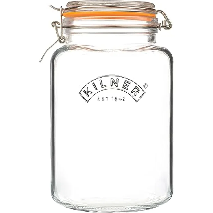 Kilner KIL Bügelverschlussglas 3l quadratisch, Einmachglas für Obst und trockene Lebensmittel, Transparent – Bild 1