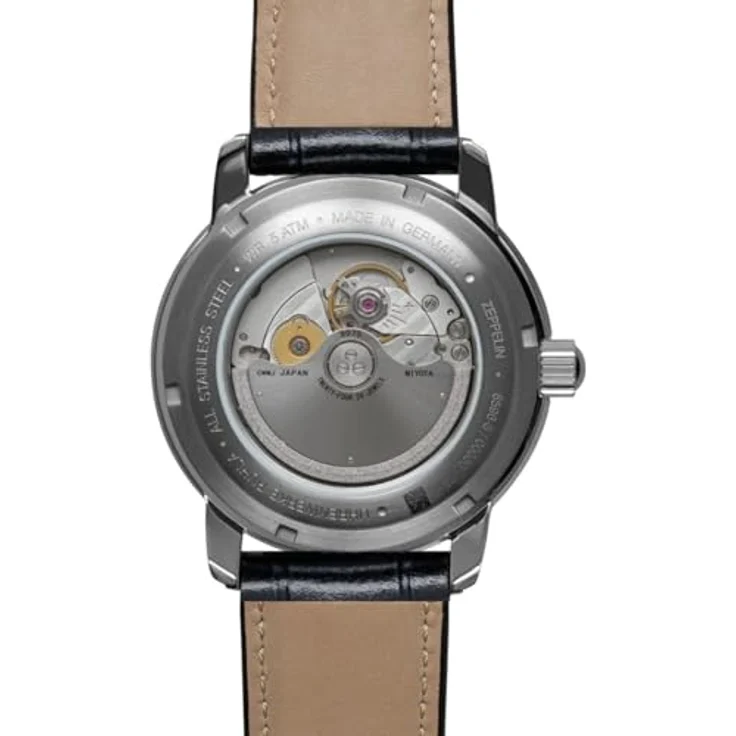 Zeppelin Herren-Armbanduhr Automatik GMT Friedrichshafen Blau 8596-3, Edelstahl Gehäuse, Lederarmband in Blau – Bild 3