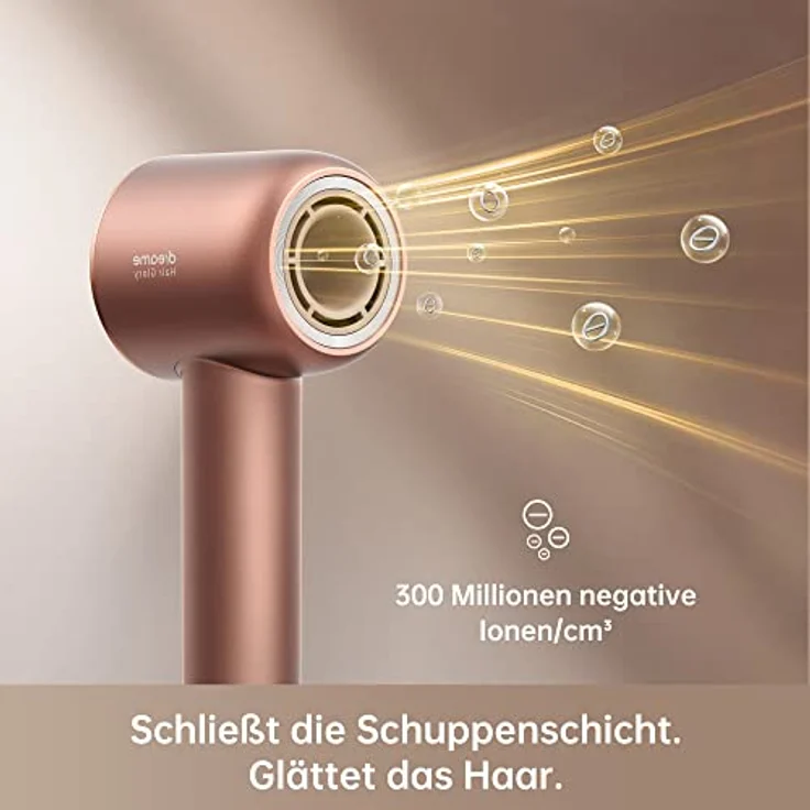 Dreame Hair Glory Haartrockner, trocknet schnell, 110.000 U/min Hochgeschwindigkeit, 70m/s Luftstrom, Negativ-Ionen-Technologie, Temperatur- und Luftgeschwindigkeitsregelung, Rosa – Bild 5