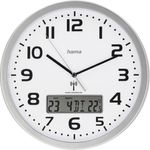 Hama Wanduhr Extra (30 cm), DCF-Funkuhr mit automatischer Zeitanpassung, schwarz