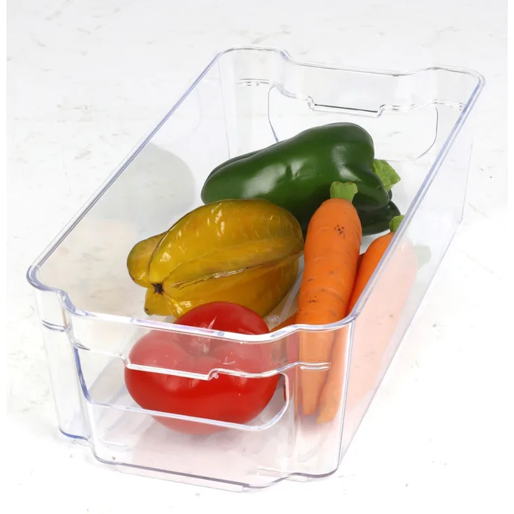 Buri Kühlschrank Organizer 6er Set, Kunststoff Box transparent, 31x16x9cm mit Grifflöchern
