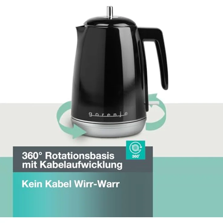 Gorenje K15RLBK, Wasserkocher 1,7 l, 2200 W, Schwarz, mit Wasserstandsanzeige und Filterung – Bild 4