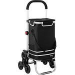 MONZANA® 3in1 Einkaufstrolley 56 L klappbar abnehmbare Tasche 6 Rollen Tragegurt Treppensteiger Einkaufswagen Einkaufshilfe Trolley Schwarz Meliert