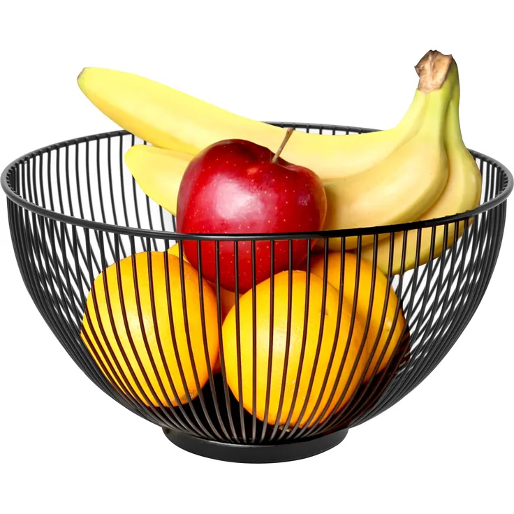bremermann Obstschale Obstkorb, Drahtkorb oval Ø ca. 28 x 15 cm H, schwarz matt mit Luftzirkulation