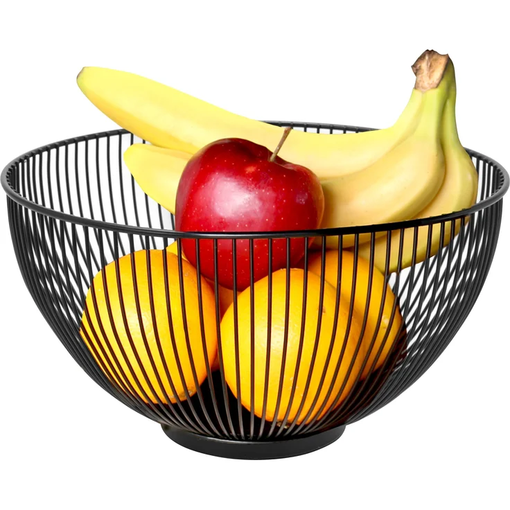 bremermann Obstschale Obstkorb, Drahtkorb oval Ø ca. 28 x 15 cm H, schwarz matt mit Luftzirkulation