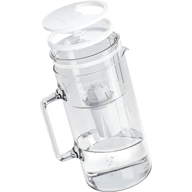 Wessper Wasserfilterkanne Aus Glas 2.5 L Kompatibel Mit Brita Classic -wasserfilterkartuschen | Inklusive 1 Wasserfilter-kartusche, Reduziert Kalk Und Chlor, Weiß – Bild 4