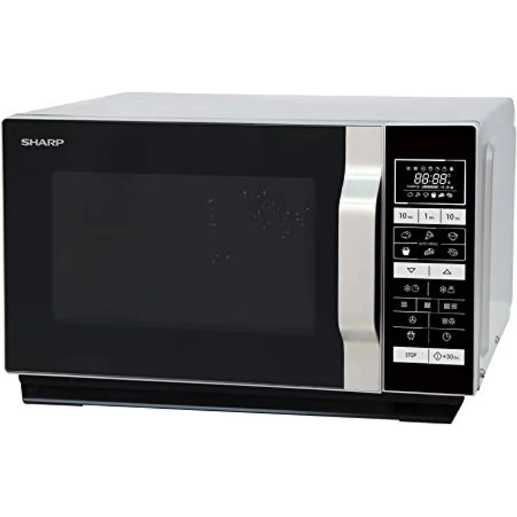 Sharp R-860S 3-in-1 Mikrowelle mit Grill und Heißluft, Standgerät, 25 Liter Garraum, 900 Watt, 49 cm, Programmautomatik, Gewicht und zeitgesteuertes Auftauen, edelstahl – Bild 2