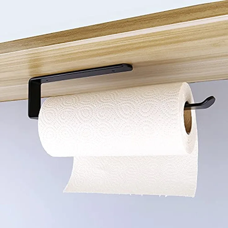 On and Off Prämie Küchenrollenhalter ohne Bohren，Papierrollenhalter aus Aluminium Schwarz, Küchenrollenspender Küchenrollen Halter Aufbewahrung Organisator(31.5CM), Kitchen Roll Holder, L - Preisvergleich