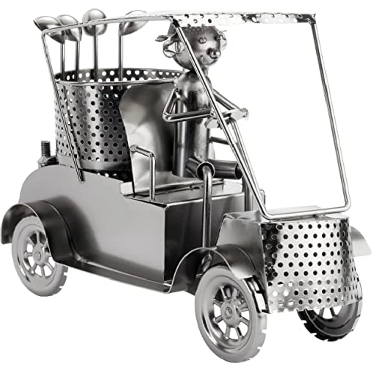 BRUBAKER Flaschenhalter Golfer in einem Golfcar Metall Skulptur Geschenk mit  – Bild 10