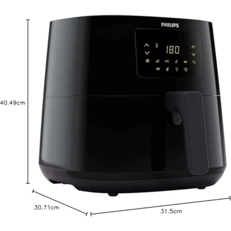 Philips HD9270/96 XL Heißluftfritteuse, 6,2 Liter, für 5 Portionen, 2000W, inkl. Grillrost, Kunststoff, schwarz – Bild 3