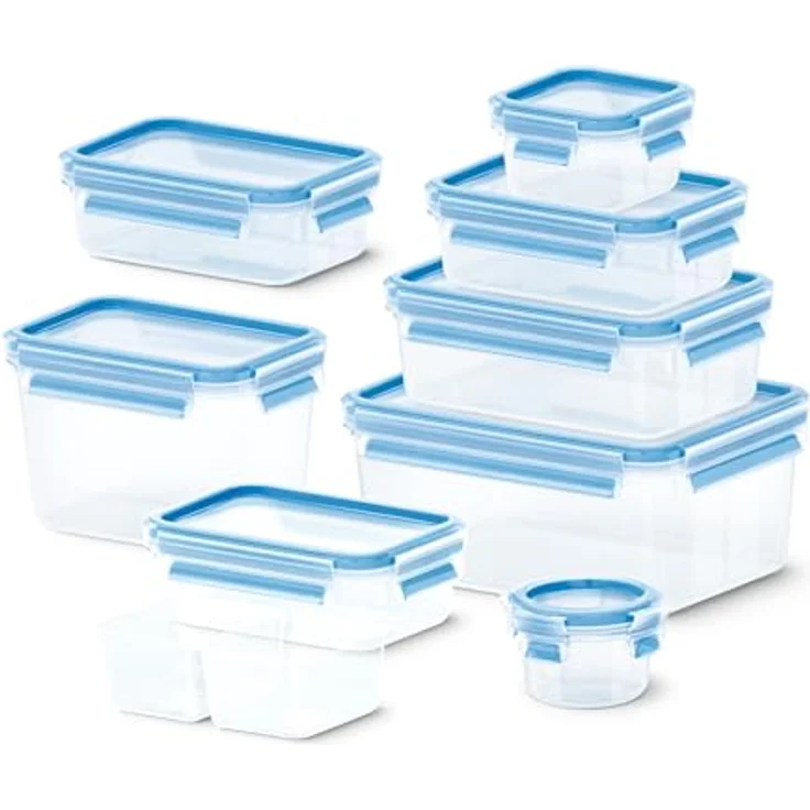 Emsa Clip & Close Lebensmittelaufbewahrung, 9-teiliges Set, Auslaufsicher und Hygienisch, 0,15 L–0,2 L–2 x 0,55 L–0,55 L–1,0 L–1,1 L–2,2 L, N1061450 – Bild 1